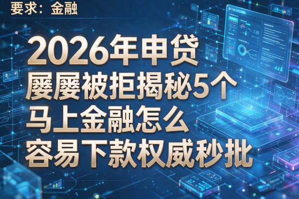 2026年申贷屡屡被拒揭秘5个马上金融怎么容易下款权威秒批！