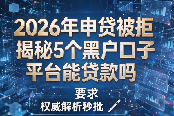 2026年申贷被拒揭秘5个黑户口子平台能贷款吗权威解析秒批!