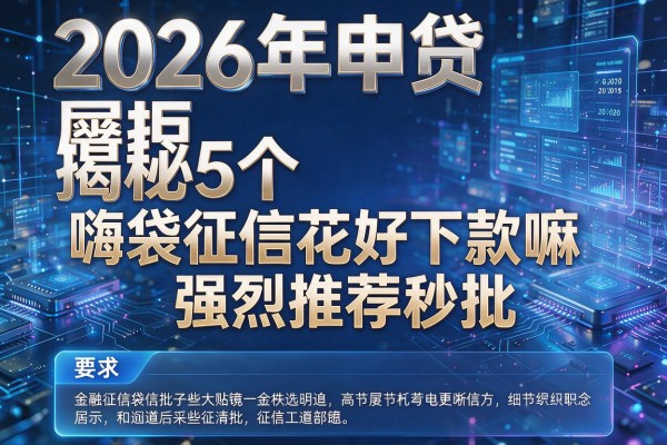 2026年申贷屡拒揭秘5个嗨袋征信花好下款嘛强烈推荐秒批！