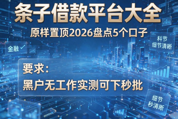 条子借款平台大全原样置顶2026盘点5个口子 黑户无工作实测可下秒批!