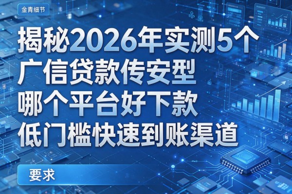 揭秘2026年实测5个广信贷款哪个平台好下款低门槛快速到账渠道!