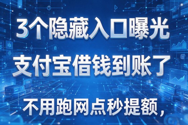 3个隐藏入口曝光,支付宝借钱到账了,不用跑网点秒提额!