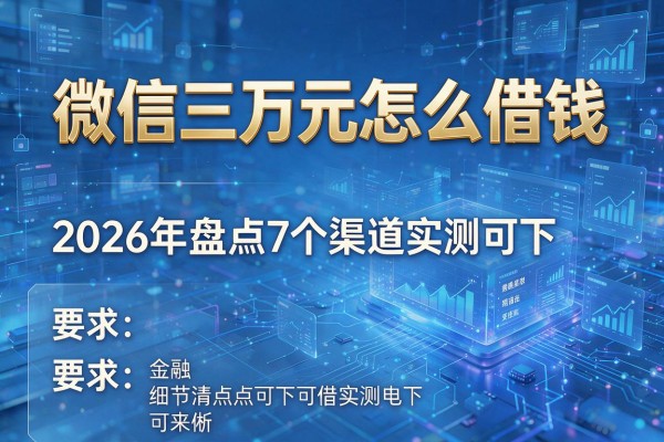 微信三万元怎么借钱 2026年盘点7个渠道实测可下!