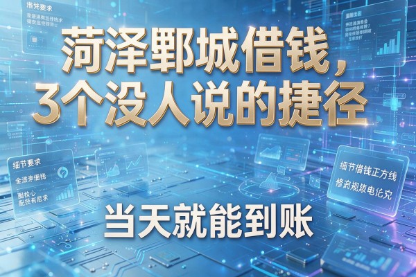 菏泽郓城借钱3个没人说的捷径,当天就能到账!
