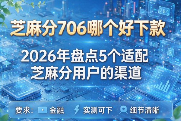 芝麻分706哪个好下款 2026年盘点5个适配芝麻分用户的渠道 实测可下!