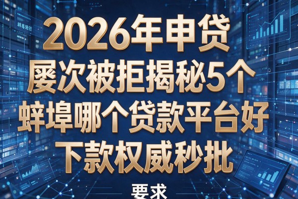 2026年申贷屡次被拒揭秘5个蚌埠哪个贷款平台好下款权威秒批!