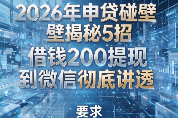 2026年申贷碰壁揭秘5招借钱200提现到微信彻底讲透!