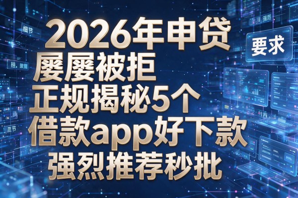 2026年申贷屡屡被拒揭秘5个正规借款app好下款强烈推荐秒批!