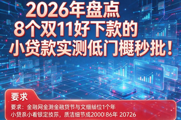 2026年盘点8个双11好下款的小贷款实测低门槛秒批！
