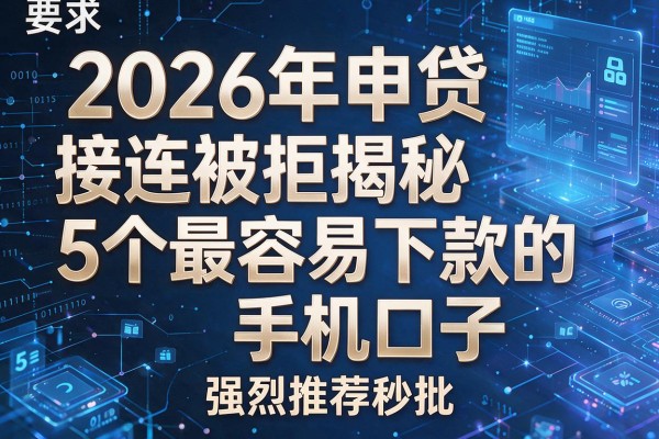 2026年申贷接连被拒揭秘5个最容易下款的手机口子强烈推荐秒批!