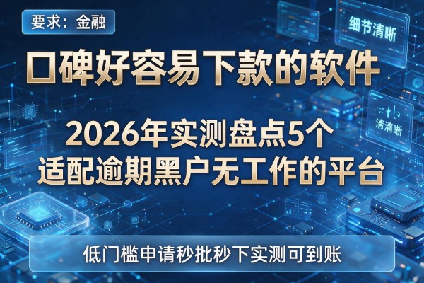 口碑好容易下款的软件 2026年实测盘点5个适配逾期黑户无工作的平台 低门槛申请秒批秒下实测可到账！