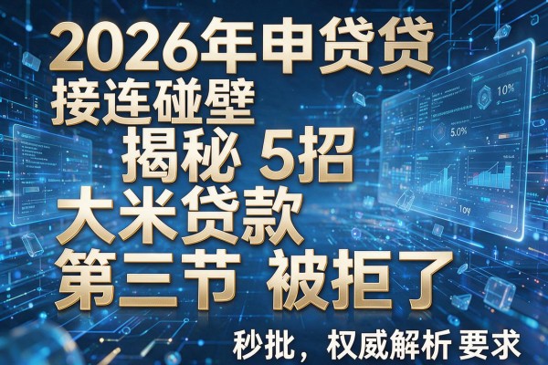 2026年申贷接连碰壁揭秘5招大米贷款第三节被拒了权威解析秒批!