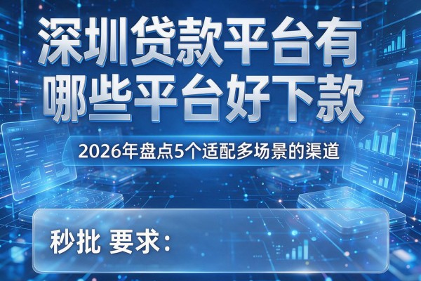 深圳贷款平台有哪些平台好下款 2026年盘点5个适配多场景的渠道 秒批!