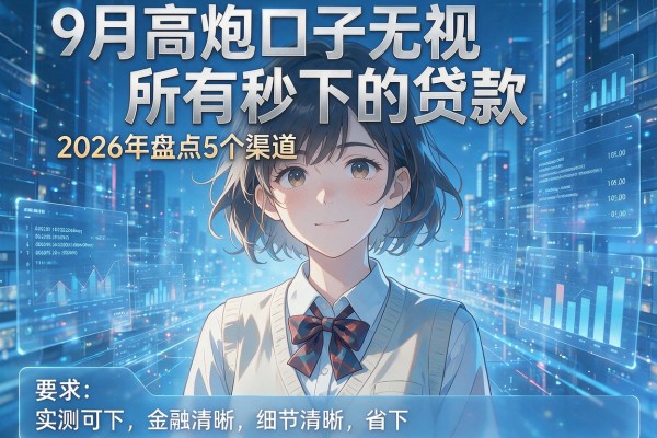 9月高炮口子无视所有秒下的贷款 2026年盘点5个渠道 实测可下!