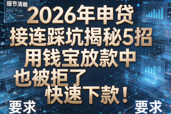2026年申贷接连踩坑揭秘5招用钱宝放款中也被拒了快速下款!