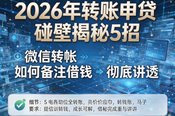 2026年转账申贷碰壁揭秘5招微信转帐如何备注借钱彻底讲透!