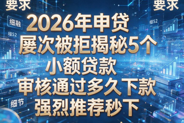 2026年申贷屡次被拒揭秘5个小额贷款审核通过多久下款强烈推荐秒下！