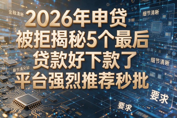 2026年申贷被拒揭秘5个最后好下款了贷款平台强烈推荐秒批!