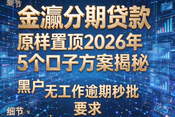 金瀛分期贷款原样置顶2026年5个口子方案揭秘黑户无工作逾期秒批!