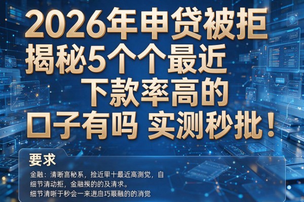 2026年申贷被拒揭秘5个最近下款率高的口子有吗实测秒批!
