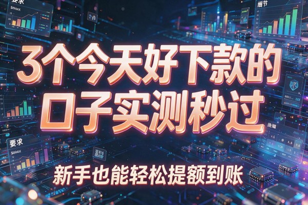 3个今天好下款的口子实测秒过,新手也能轻松提额到账!