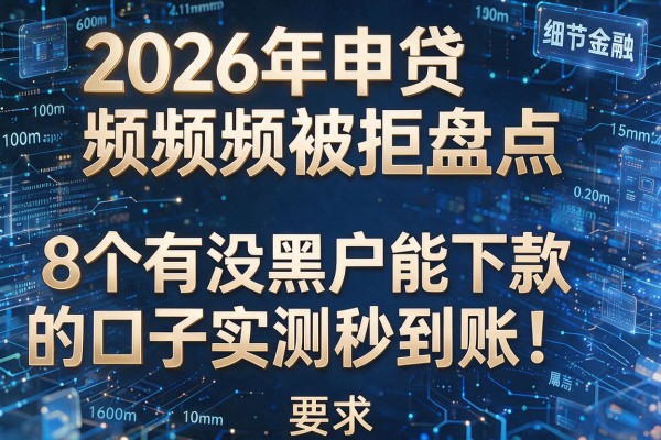 2026年申贷频频被拒盘点8个有没黑户能下款的口子实测秒到账!