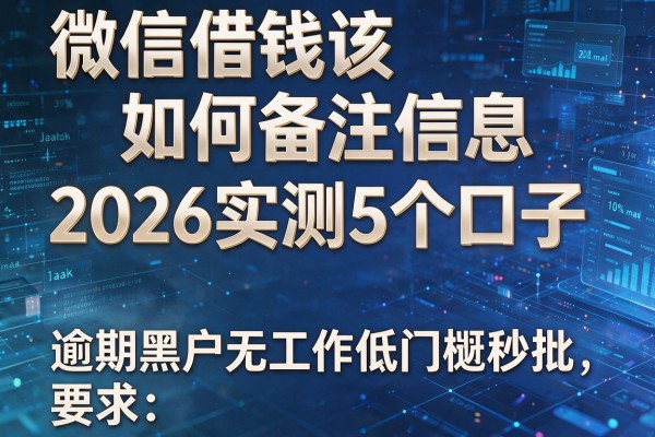 微信借钱该如何备注信息 2026实测5个口子 逾期黑户无工作低门槛秒批