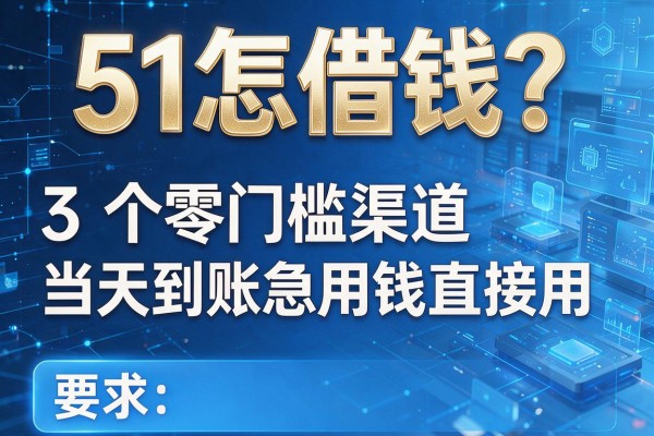 51怎借钱?3个零门槛渠道当天到账急用钱直接用!