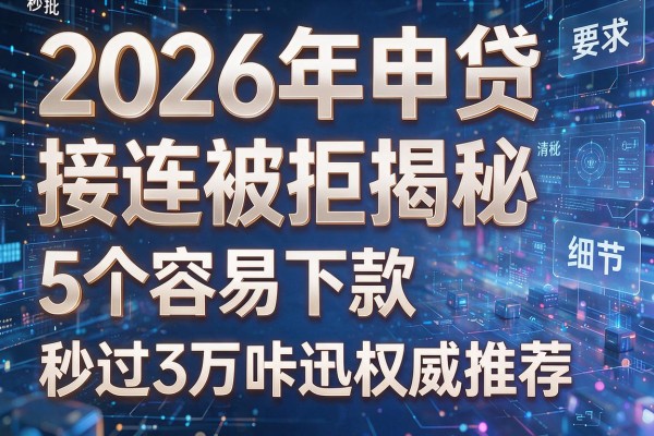 2026年申贷接连被拒揭秘5个容易下款秒过3万咔迅权威推荐秒批！