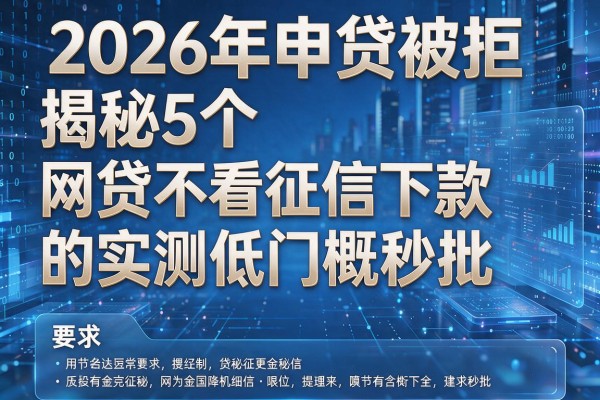 2026年申贷被拒揭秘5个网贷不看征信下款的实测低门槛秒批!