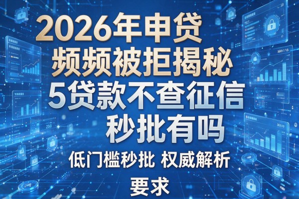 2026年申贷频频被拒揭秘5贷款不查征信秒批有吗权威解析低门槛秒批！