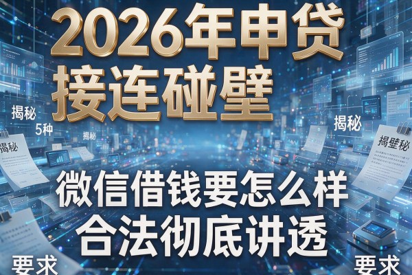 2026年申贷接连碰壁揭秘5种微信借钱要怎么样合法彻底讲透！