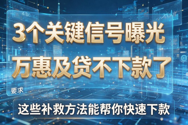 3个关键信号曝光,万惠及贷不下款了,这些补救方法能帮你快速下款!