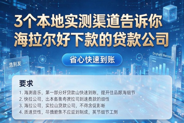 3个本地实测渠道告诉你海拉尔好下款的贷款公司,省心快速到账!