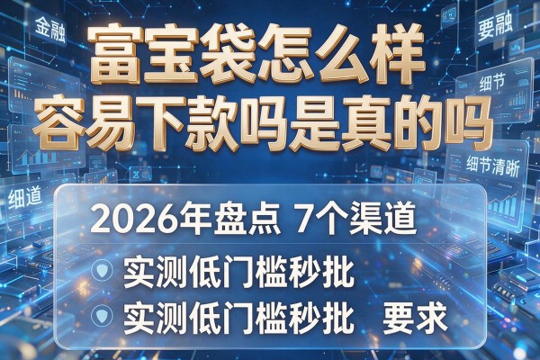 富宝袋怎么样容易下款吗是真的吗 2026年盘点7个渠道 实测低门槛秒批!