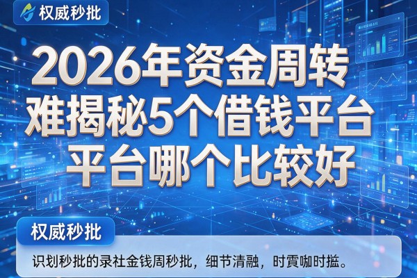 2026年资金周转难揭秘5个借钱平台哪个比较好权威秒批!