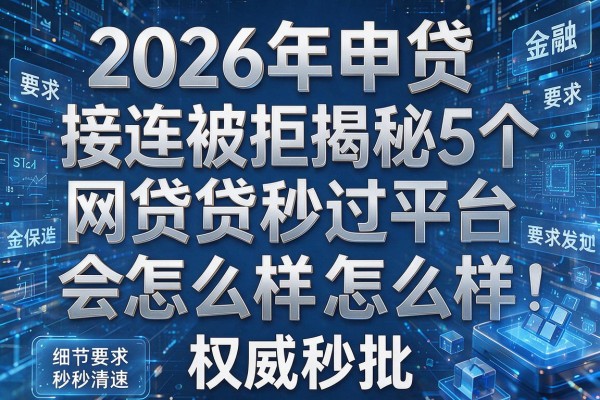 2026年申贷接连被拒揭秘5个网贷秒过平台会怎么样权威秒批!