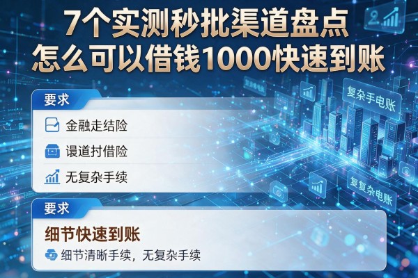7个实测秒批渠道盘点怎么可以借钱1000快速到账无复杂手续!