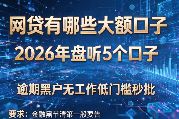 网贷有哪些大额口子 2026年盘点5个口子 逾期黑户无工作低门槛秒批