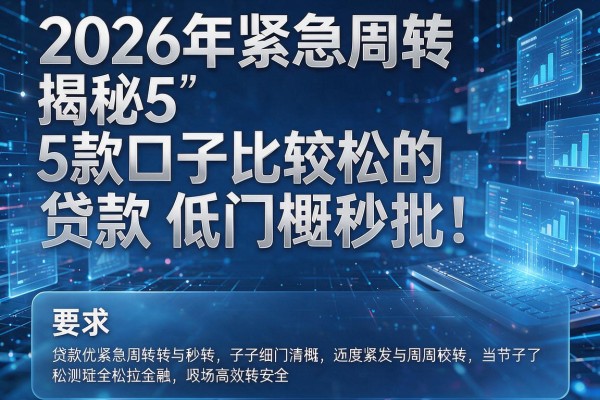 2026年紧急周转揭秘5款口子比较松的贷款低门槛秒批!