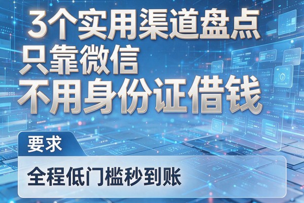 3个实用渠道盘点只靠微信不用身份证借钱,全程低门槛秒到账!