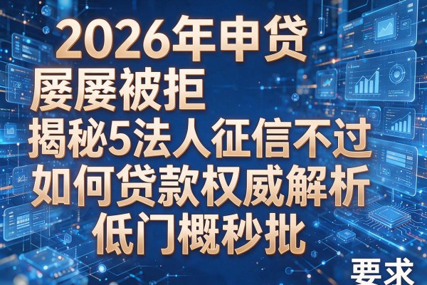 2026年申贷屡屡被拒揭秘5法人征信不过如何贷款权威解析低门槛秒批!