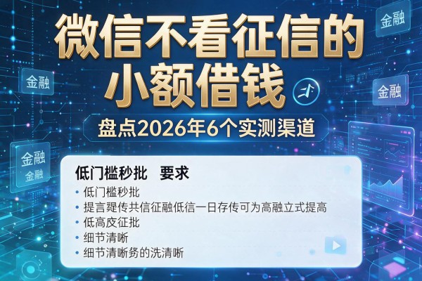 微信不看征信的小额借钱 盘点2026年6个实测渠道 低门槛秒批!
