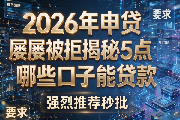 2026年申贷屡屡被拒揭秘5点哪些口子能贷款强烈推荐秒批!