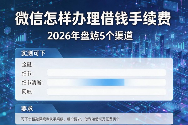 微信怎样办理借钱手续费 2026年盘点5个渠道 实测可下！