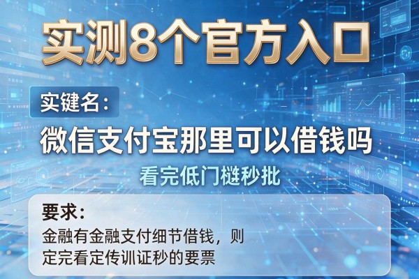 实测8个官方入口,微信支付宝那里可以借钱吗看完低门槛秒批!