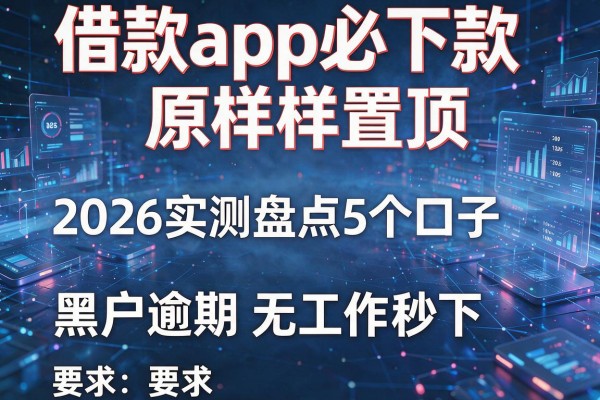 借款app必下款原样置顶 2026实测盘点5个口子 黑户逾期无工作秒下!