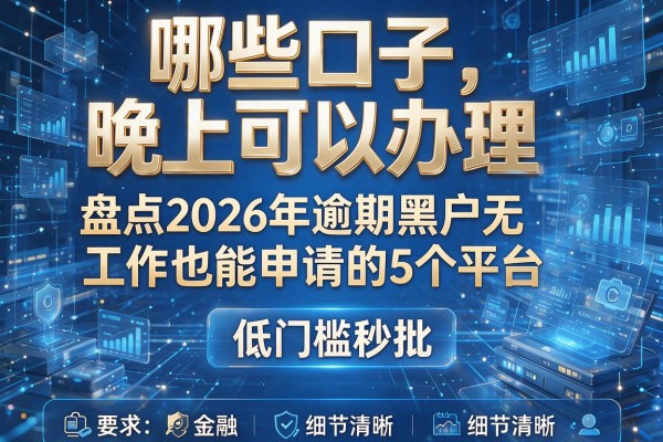 哪些口子晚上可以办理 盘点2026年逾期黑户无工作也能申请的5个平台 低门槛秒批