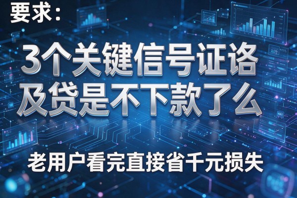 3个关键信号证实及贷是不下款了么,老用户看完直接省千元损失!