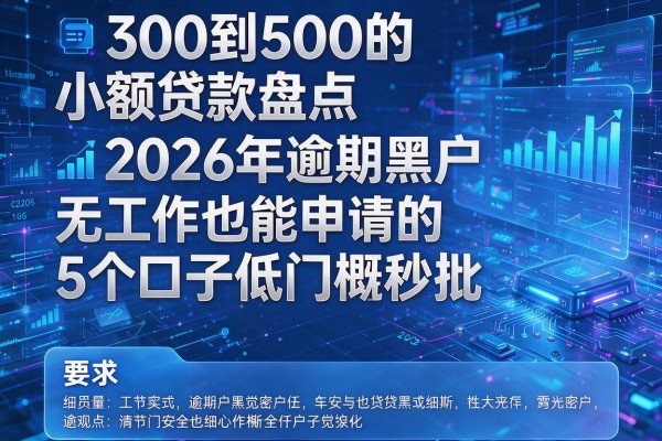 300到500的小额贷款盘点2026年逾期黑户无工作也能申请的5个口子低门槛秒批